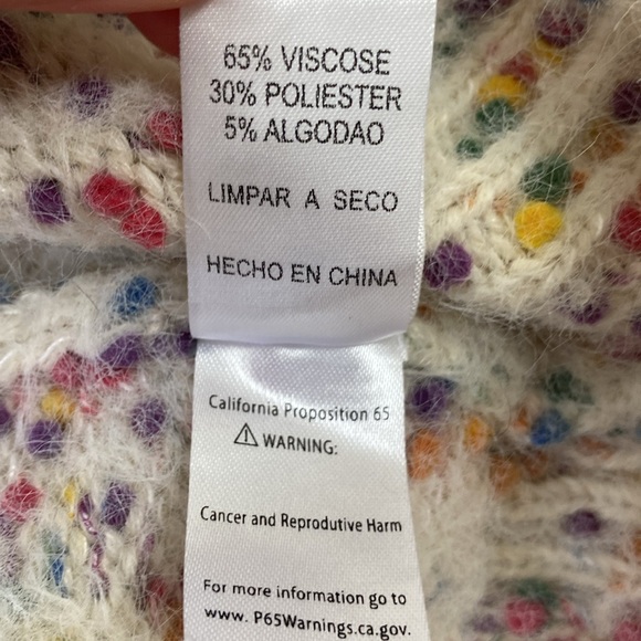 Twee Fuzzy Colorful Rainbow Sprinkle Knit Cream Sweater Medium Large - Picture 12 of 13